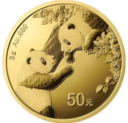 50 jüan, Panda, , színsúly, Au 999, 3 g, Kína, 2023