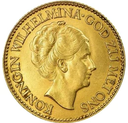 A jótékony Wilhelmina királynő, 10 gulden, arany, Hollandia, 1925-1933