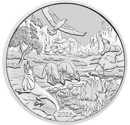 1 dollár, Ivóhely, kenguruk, sas, emuk, , Ag 9999, 31,1 g, Ausztrália, 2026