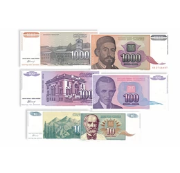10, 100, 1.000, 5.000, 50.000, 500.000 dínár, , 0, 0, Jugoszlávia, 1994