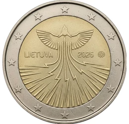 2 euró, Felszálló madár villámokkal, , CuNi, 8,52 g, Litvánia, 2026