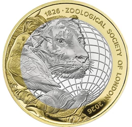 2 font, Földgömb, tigris, galamb, csiga, CuNi, 12 g, Nagy-Britannia, 2026