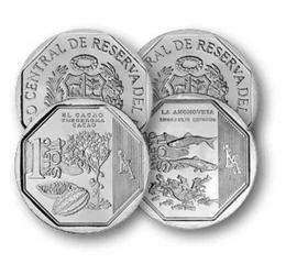 Peru természeti csodái - kakaó, qunioa és szardella, 3 x 1 új sol, Peru, 2013
