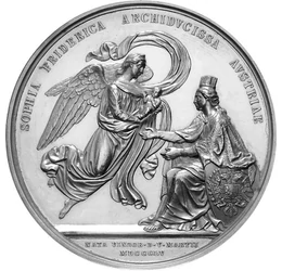 Az „egyetlen magyar” főhercegnő, ezüstözött érem, Osztrák-Magyar Monarchia, 1890 (eredeti érem)