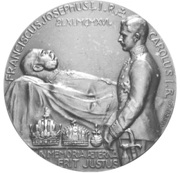110 éve hunyt el Ferenc József, ezüstözött érem, Osztrák-Magyar Monarchia, 1916 (eredeti érem)