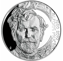 // 200 korona, Csehország, 2010 // - Idén lenne 160 éves a szecesszió nagymestere Alfons Mucha. A cseh művész képeit 2009-ben hazánkban is megcsodálhattuk a Nemzeti Múzeumban. Emlékét immár nemcsak művei, hanem ez az ezüst emlékpénz is őrzi.