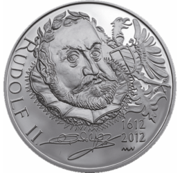 // 200 korona, A Bölcsek kövét kereső király, 925-ös ezüst, Csehország, 2012 // A magyar királyok között kétségkívül II. Rudolf volt a legnagyobb aranycsináló. A valaha élt legkülöncebb uralkodó erősen érdeklődött a tudomány, de az alkímia iránt is. Prága