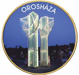 // 1 euró, Orosháza – az üveg fővárosa, egyedi színes érme, CuNi, Európai Unió, 2002-2023 // Orosháza sokszínű város: mezőváros, ipari központ és turisztikai paradicsom. A második világháború után, a környező földgázkincsre alapozva nagymérvű iparosodás k