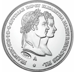 // 1 florin utánveret, Eljegyzési 1 florin ezüstözött rézötvözet, utánveret, másolat, nem pénz, replica, no coin