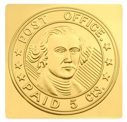 Thomas Jefferson, USA 5 cent, 1846 bélyegérem, aranyozott