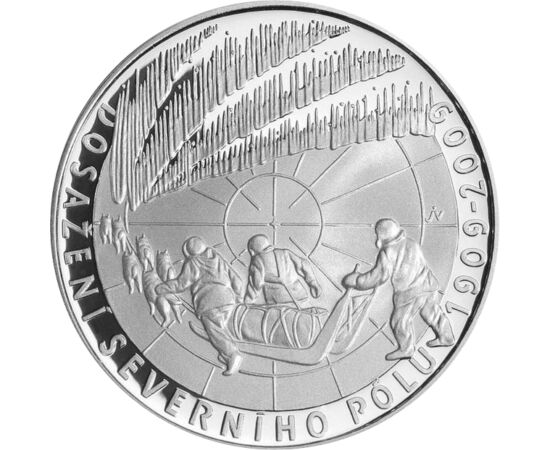 // 200 korona, 900-as ezüst, Csehország, 2009 // - Az Északi-sark elérésének 100. évfordulójára emlékezett a világ 2009-ben. Számos nemzeti bank bocsátott ki ennek tiszteletére emlékpénzt. Az egyik legszebb ezek közül ez a részletgazdag kidolgozású cseh é