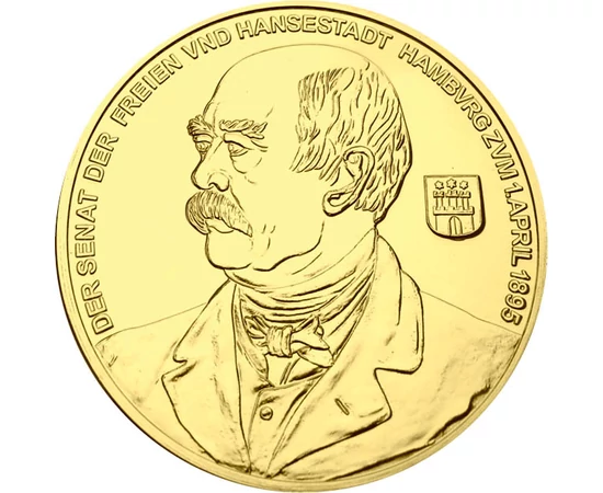 Otto von Bismarck arany emlékérem, Német Birodalom, 1895, utánveret