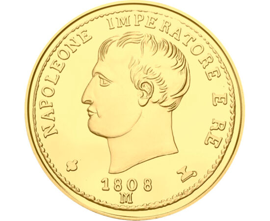 I. Napóleon, a világhódító császár, 20 líra, utánveret, Olaszország, 1808