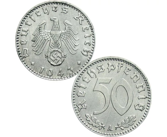 GYŰJTEMÉNY - A Harmadik Birodalom hagyatéka, 2x1, 2, 2x5, 2x10, 2x50 pfennig, 1, 2, 5 márka, Harmadik Birodalom, 1933-1945