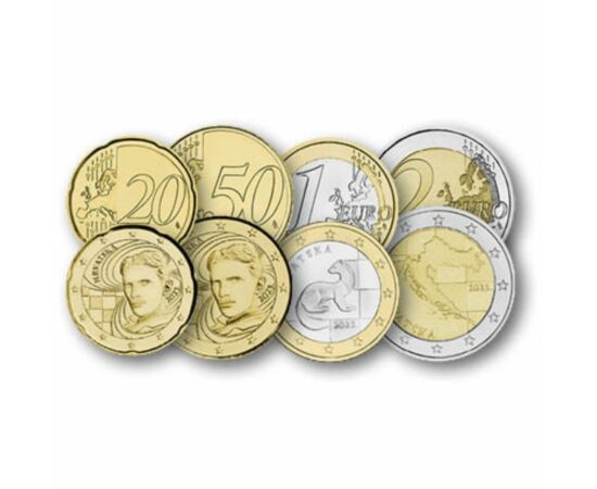 1, 2, 5, 10, 20, 50 cent, 1, 2 euró, , 0, 0, Horvátország, 2023