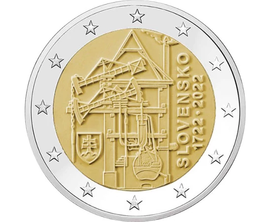 2 euró, Gőzgép, címer, , CuNi, 8,5 g, Szlovákia, 2022