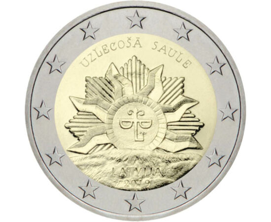 2 euró, Felkelő Nap, , CuNi, 8,5 g, Lettország, 2019