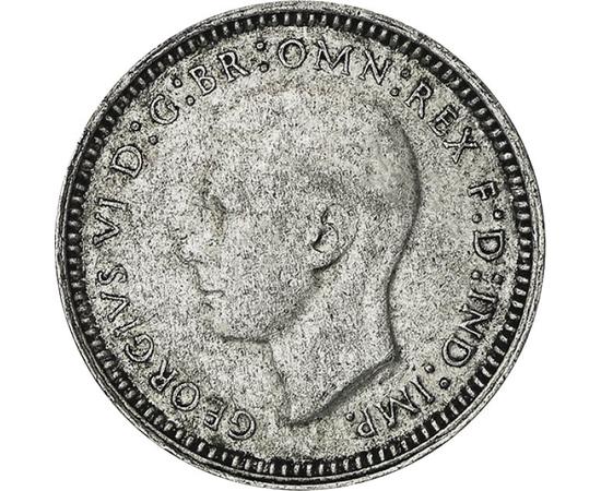 3 penny, VI. György portréja, Ag 500, 1,41 g, Ausztrália, 1947-1948