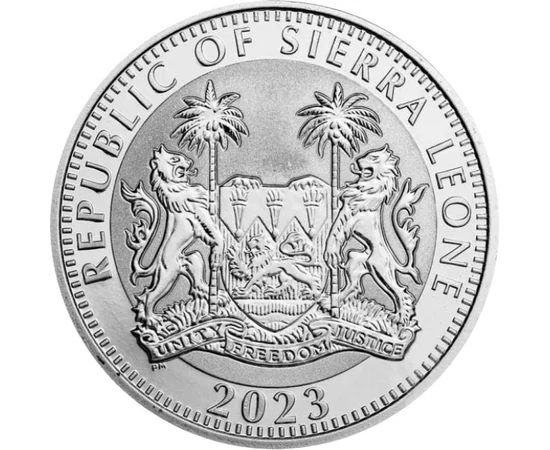 Kafferbivaly, a legyőzhetetlen, 1 dollár, ezüst, Sierra Leone, 2023