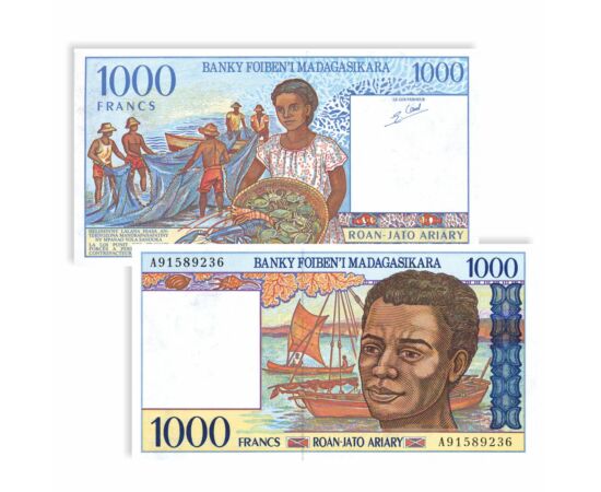 500, 1000 frank, , 0, 0, Madagaszkár, 1994