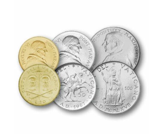 1, 2, 5, 10, 20, 50, 100 líra, , 0, 0, Vatikán, 1967