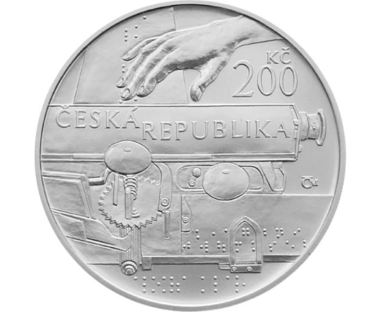 200 korona Braille-írás nyomda kéz  Ag 900 13 g Csehország 2013