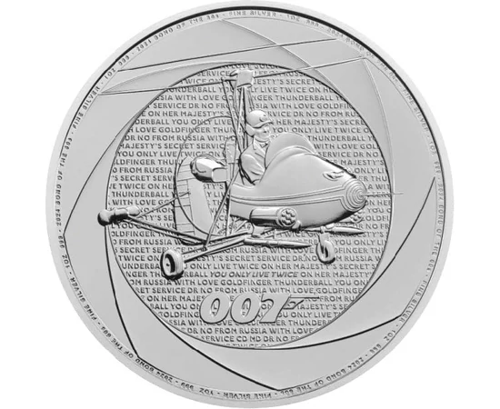 2 font, Helikopter, 007, , Ag 999, 31,1 g, Nagy-Britannia, 2024