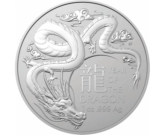 1 dollár, Sárkány ábrázolás, színsúly, Ag 999, 31,1 g, Ausztrália, 2024