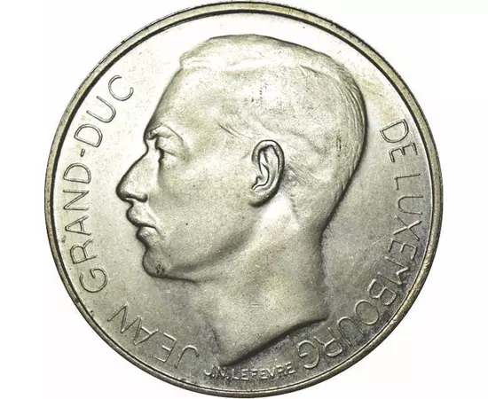 100 frank, I. János portréja, Ag 835, 18 g, Luxemburg, 1964