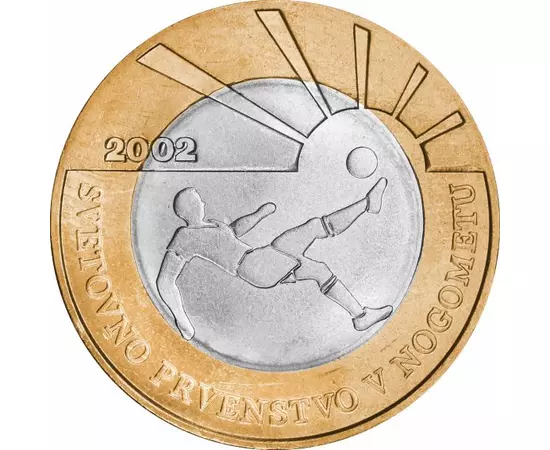 500 tolár, Focista, , CuNi, 9 g, Szlovénia, 2002