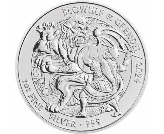 2 font, Beowulf és Grendel küzdelme, , Ag 999, 31,1 g, Nagy-Britannia, 2024