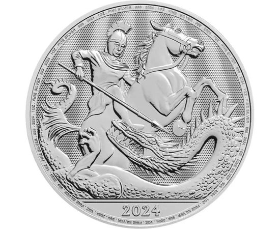 2 font, Sárkányölő Szent György, , Ag 999, 31,1 g, Nagy-Britannia, 2024