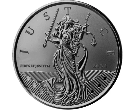 1 font, Justitia istennő, , Ag 999, 31,1 g, Gibraltár, 2024