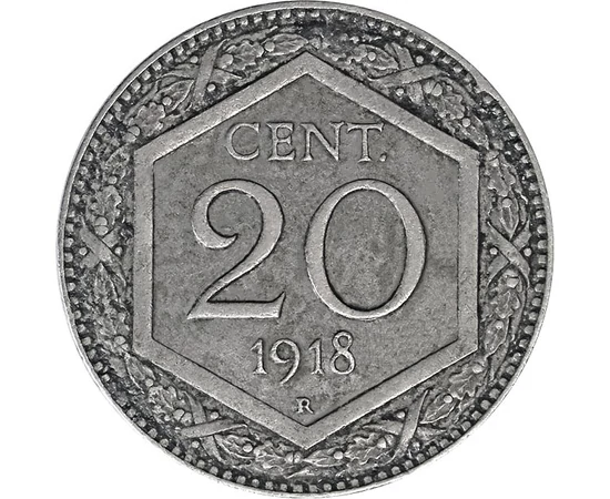 20 centesimi, Névérték, , CuNi, 4 g, Olaszország, 1918