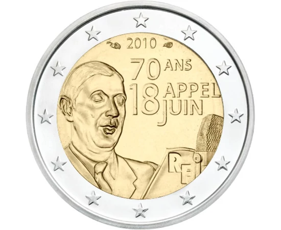  2 euró, De Gaulle beszéde, 2010, Franciaország