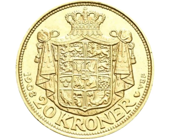  20 korona, 1908-1912, arany, Dánia