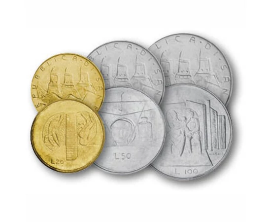 1 2 5 10 20 50 100 líra  0 0 San Marino 1976
