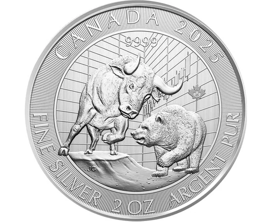 10 dollár, Bika és medve, , színsúly, Ag 9999, 62,2 g, Kanada, 2025