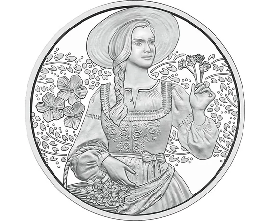 10 euró, Népviseletes lány virágokkal, Ag 925, 15,55 g, Ausztria, 2025
