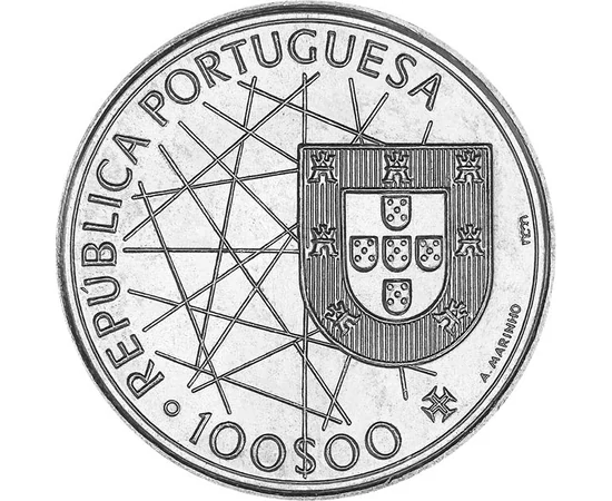 100 escudo Címer  CuNi 165 g Portugália 1989