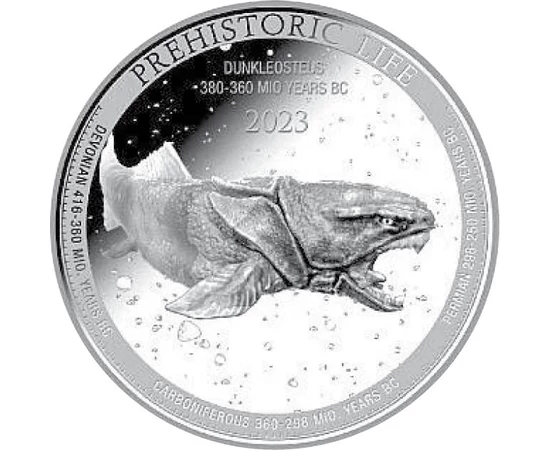 KON/ 20 frank, Dunkleosteus, Ag,2023, Kongó