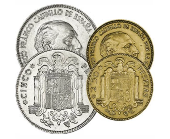 10 50 centimo 1 25 5 peseta  0 0 Spanyolország 1949-1963