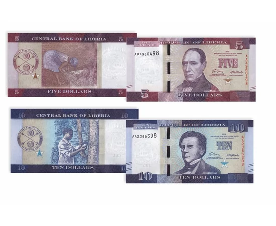 5 10 20 50 100 dollár  0 0 Libéria 2016