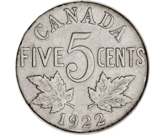 5 cent Juharlevél   Nickel 454 g Kanada 1922-1936