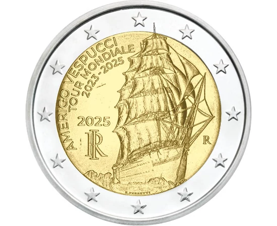 2 euró, Amerigo Vespucci vitorlás, , CuNi, 8,52 g, Olaszország, 2025