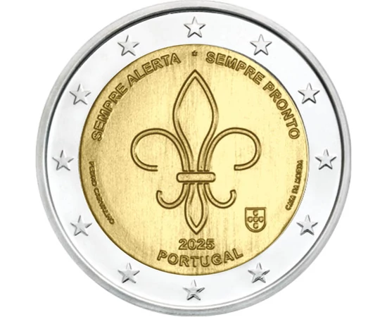 2 euró, Cserkészszövetség embléma - liliom, , CuNi, 8,52 g, Portugália, 2025