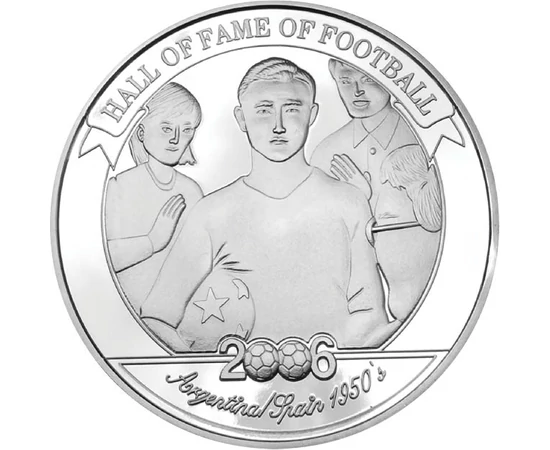 2000 shilling, Alfredo Di Stéfano, Argentína/Spanyolország 1950', Ag 350, 27 g, Uganda, 2006