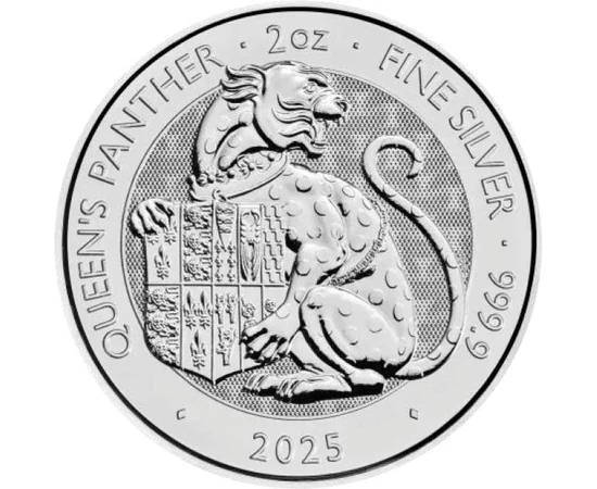 5 font, Címert tartó párduc, , tisztaság, Ag 9999, 62,2 g, Nagy-Britannia, 2025