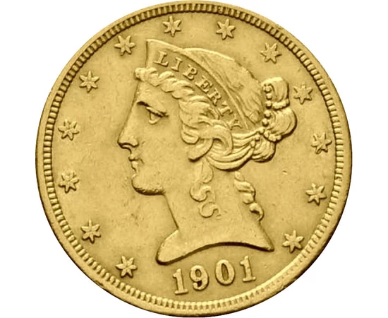  5 dollár, Liberty, Au, 1839-1908, USA
