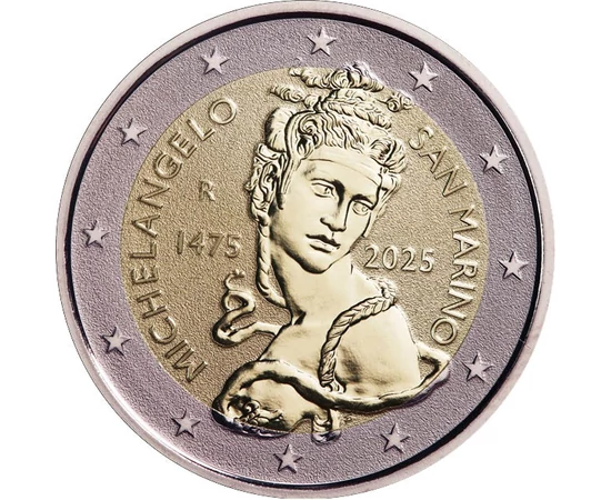 2 euró, Michelangelo, Kleopátra, 1475-2025, CuNi, 8,5 g, San Marino, 2025